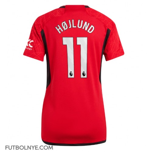 Camiseta Manchester United Rasmus Hojlund #11 Primera Equipación para mujer 2023-24 manga corta
